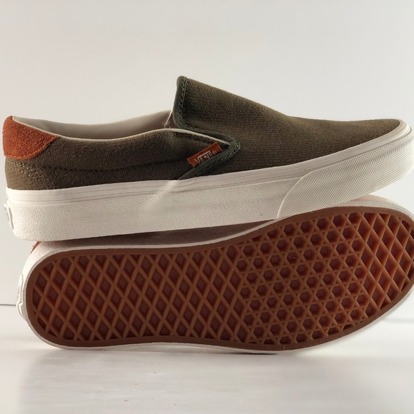 Vans Slip-on 59 Flannel Dusty Olive Skate Shoes. - Picture 2 of 7